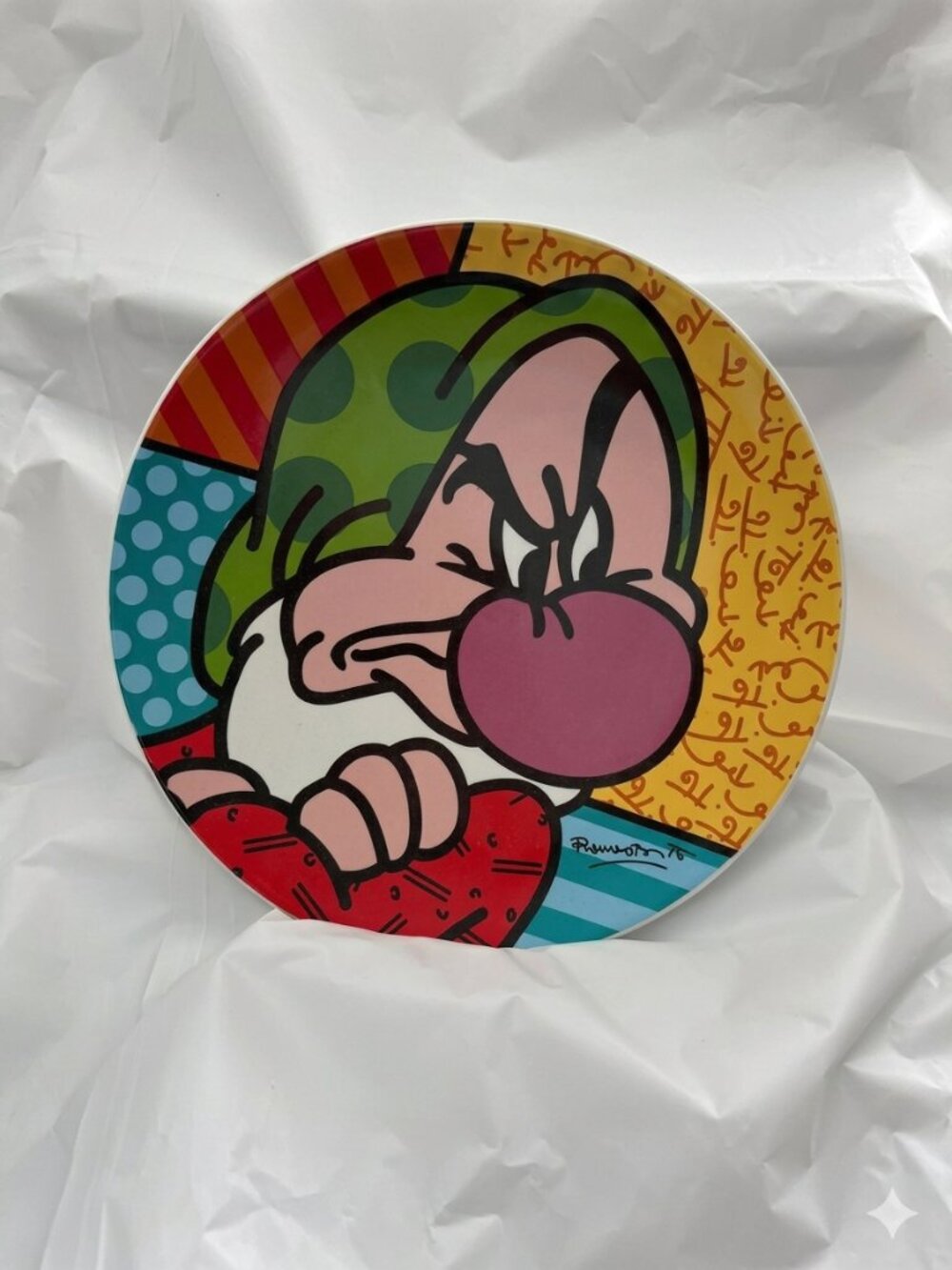 Disney Britto Grumpy Plate 8.5” 2011 Pop Art Collectible Dish